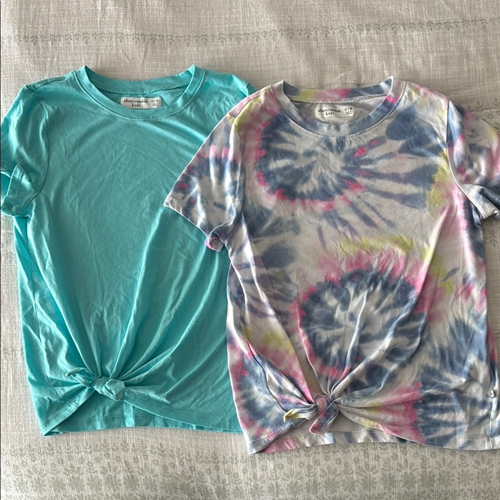 Girls Tie-Dye and Solid Teal T-Shirts bundle 11/12